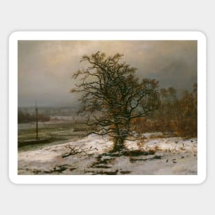 Oak Tree by the Elbe in Winter by Johan Christian Dahl Magnet